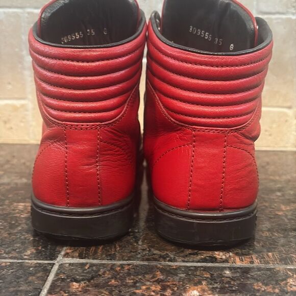 Gucci Silverstone NS Nylon High 'Red' Viaggio Leather Stripe Collection $890 - Picture 7 of 12